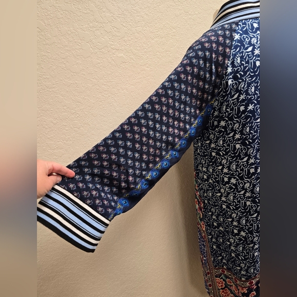 JOHNNY WAS NWT Printed Silk FIORI LONG COAT Duster REVERSIBLE Kimono Small - Picture 14 of 16